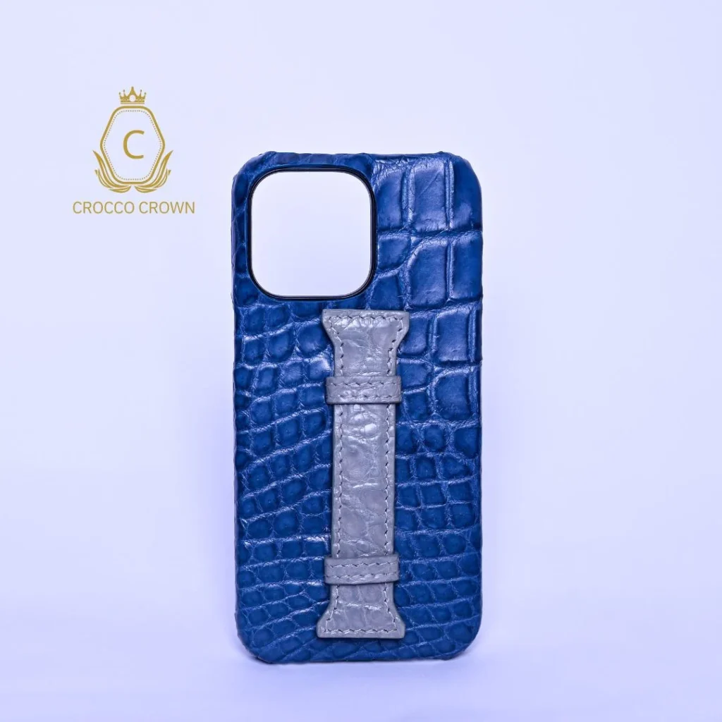A luxurious phone cover handcrafted from natural crocodile leather