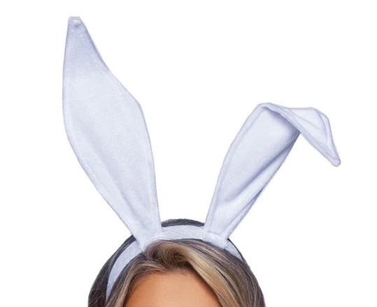 Bendable velvet bunny ears - White