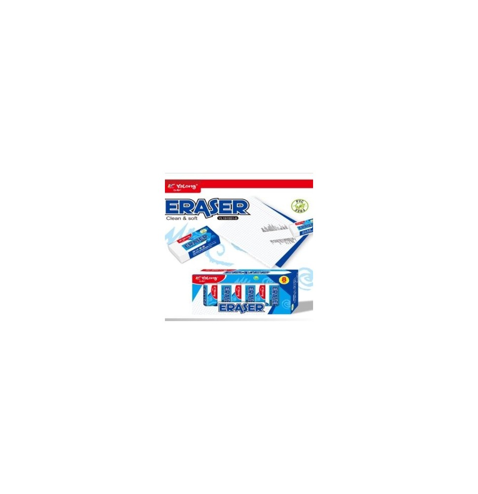 Yalong Clean & Soft Eraser 8Pc 1Pck