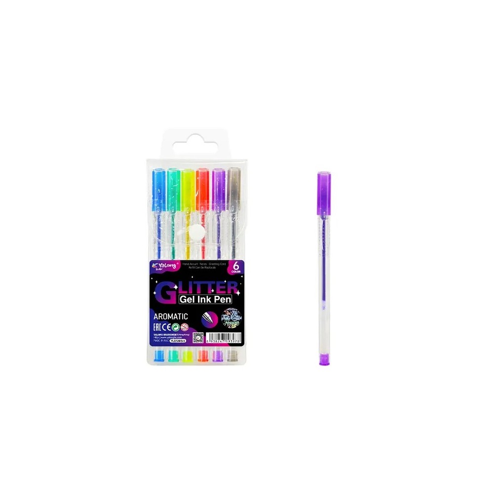 Yalong Glitter Gel Ink Pen 8Pc 1Pck