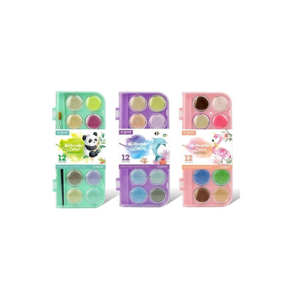 Yalong Water Color Cake 12Pc+Brush 1Pck