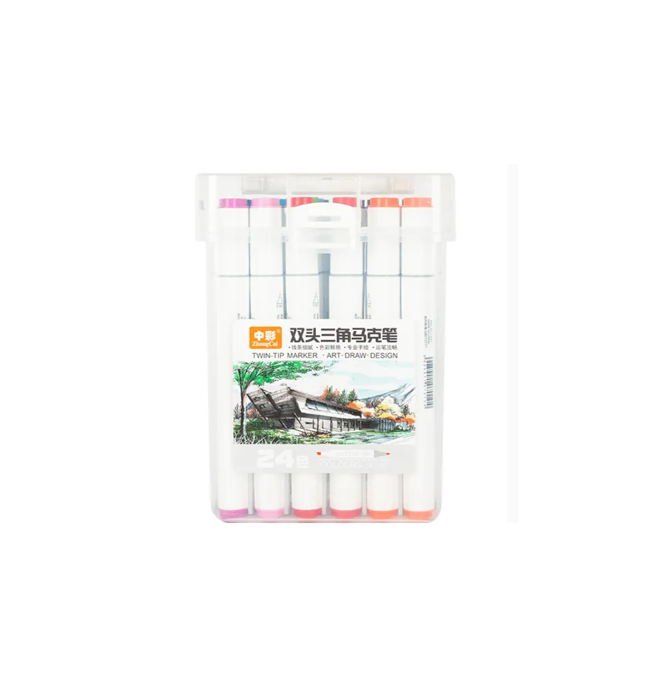 ZhongCai Twin-Tip Marker 18Pc 1Box