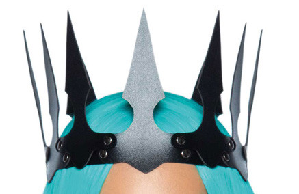 Faux Leather Spiked Crown - Black