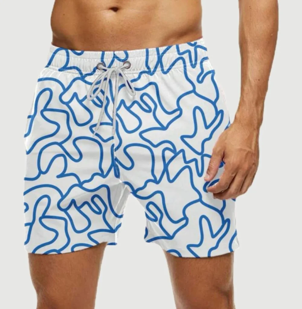 BLUE PATTERN SWIMMING SHORTS