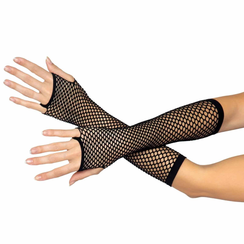 Triangle net fingerless gloves - Black