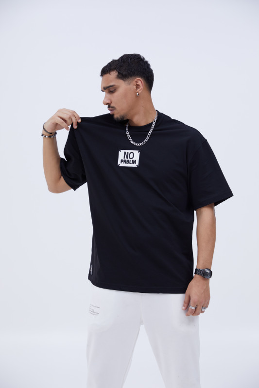 BLACK NO PRBLM OVERSIZED T-SHIRT