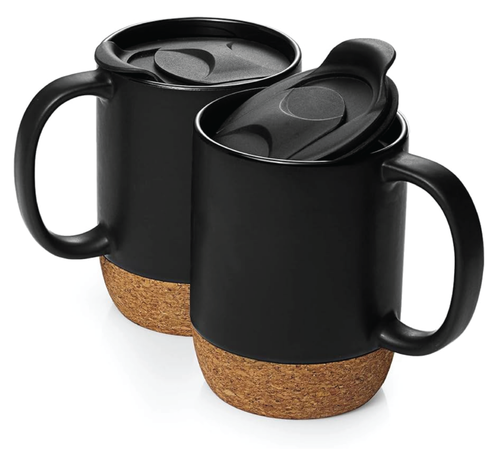 Black Ceramic Mug With Cork Base