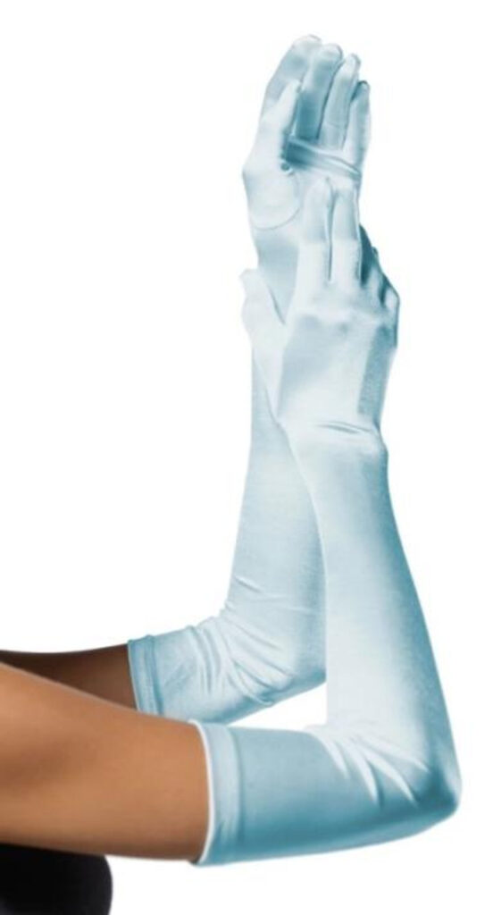 EXTRA LONG SATIN GLOVES LT BLUE
