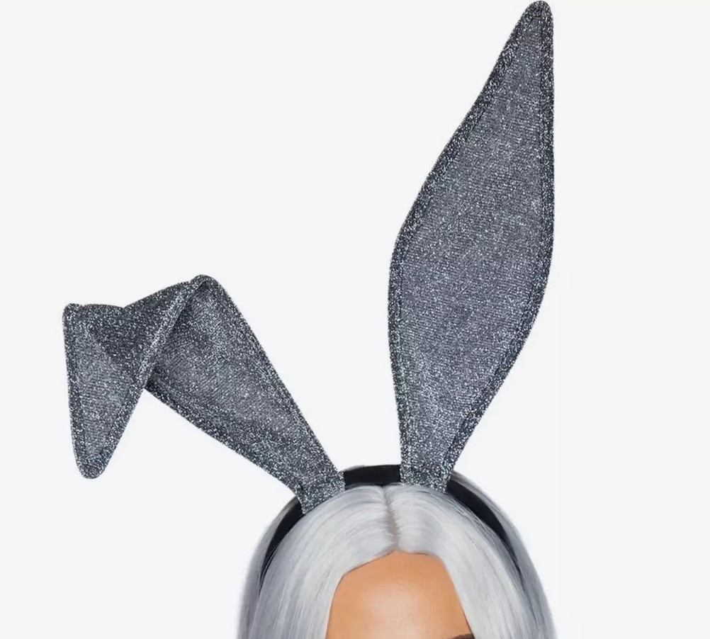 Glitter Bunny Ear Headband - Silver