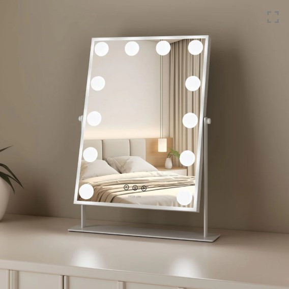 Green Lion Glam Shine Makeup Mirror 12 LED Lights - White