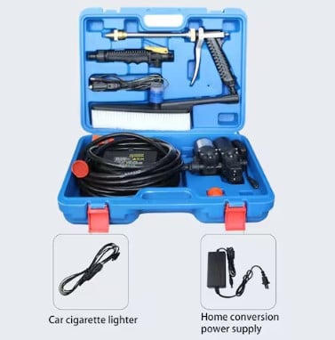 Portable High-Pressure Car Washer with Electric clean Spray Gun, Water Pump, Brush With Storage Box Double Motor Washing Machine with 220V Home Adapter