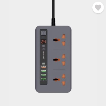 Porodo Multi-Port Power Hub 4 USB-A/USB-C 2m – Gray